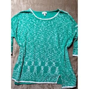 Lemon Way Green  Linen Blend Knit Top Women XL Natural Fibers Summer Beach‎ Boho